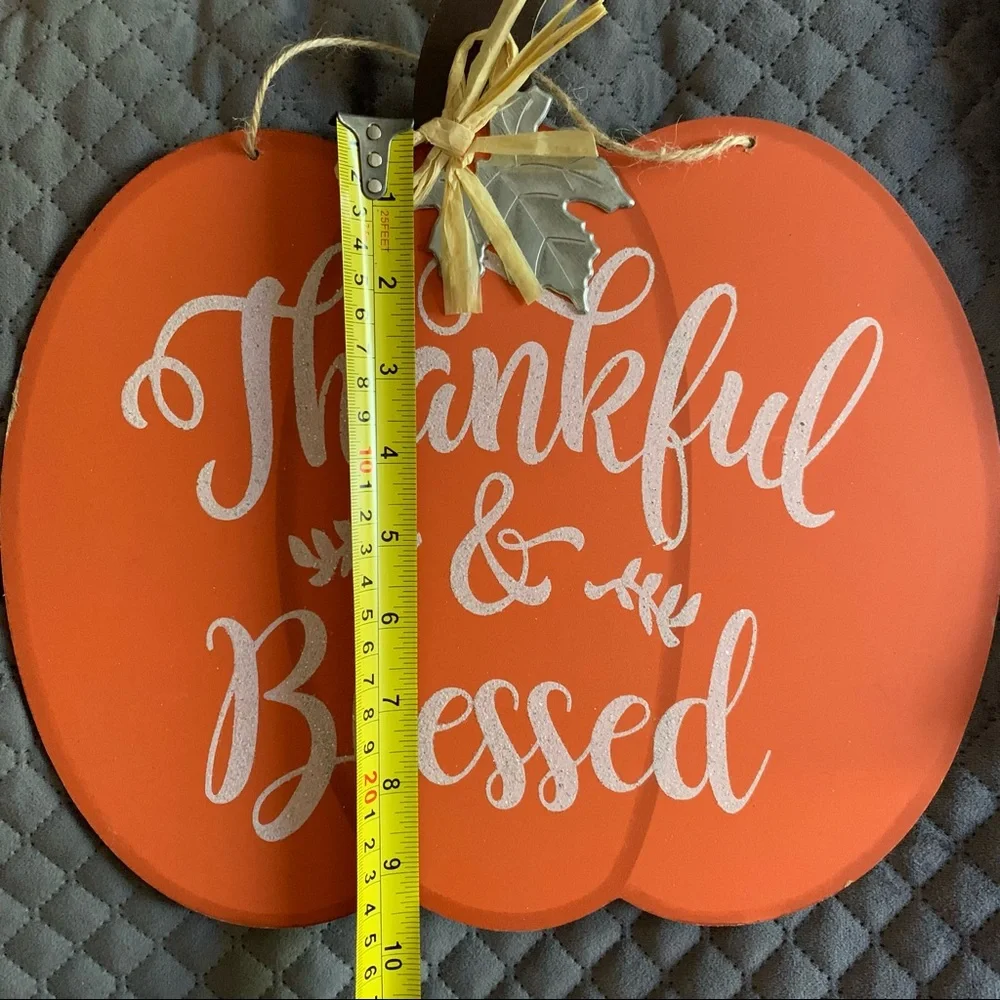 Thankful and Blessed Pumpkin Sign